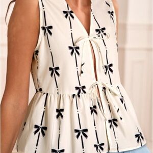 Elegant Black and White Bow Top